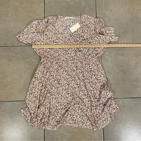 NEW Nemidor Size US 22 V-Neck Boho Swing Wrap Dress Pockets Coral Pink Floral - Picture 7 of 8